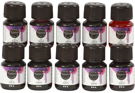 Flytende akvarell, ass. farger, 30 ml/10 pk.